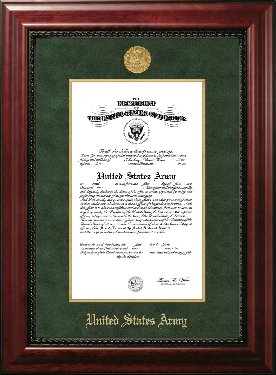 Patriot Frames Army 10x14 Certificate Executive Frame with Gold Medallion with Gold Filet